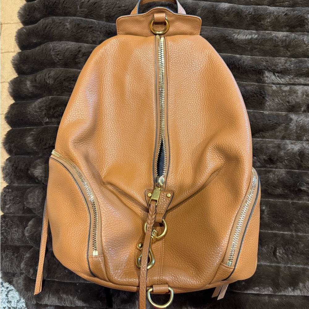 Rebecca Minkoff $428 Jumbo Julian Leather Backpack Caramello LIKE NEW…